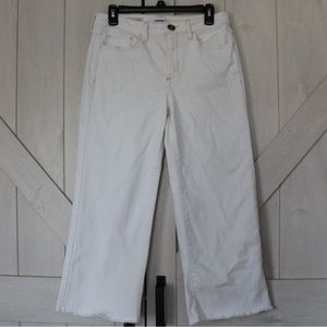 Wide Leg Cropped White Jeans, Size 8, Sonoma